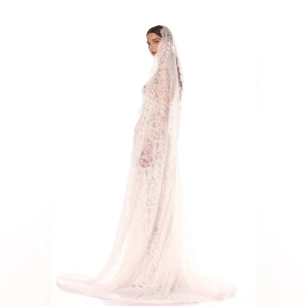 Bronx & Banco NAIA White Lace Bridal Sheer Gown L NWOT - Picture 7 of 8